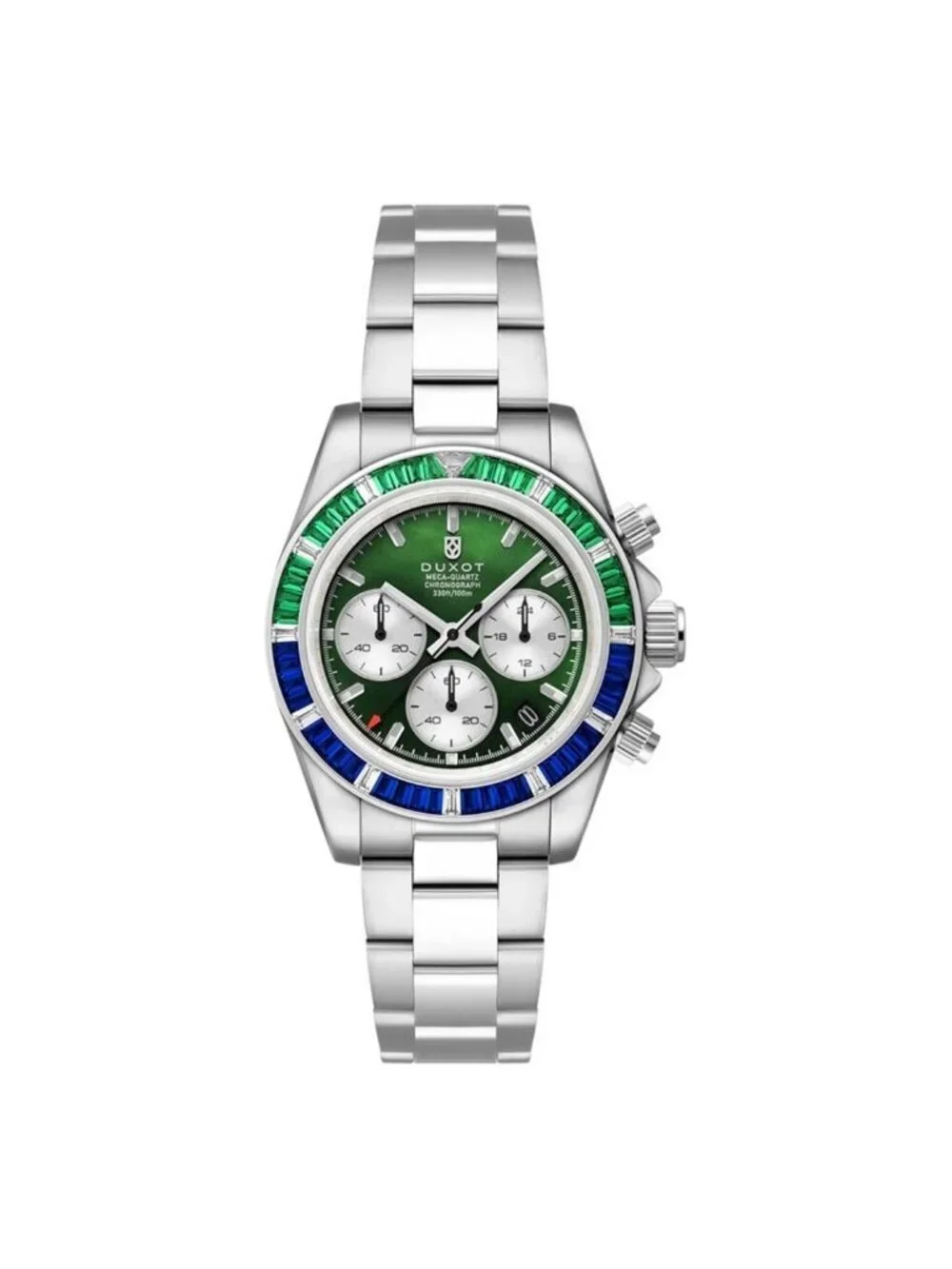 NWT Duxot Accelero Rainbow Chronograph Quartz Green Dial Men's Watch